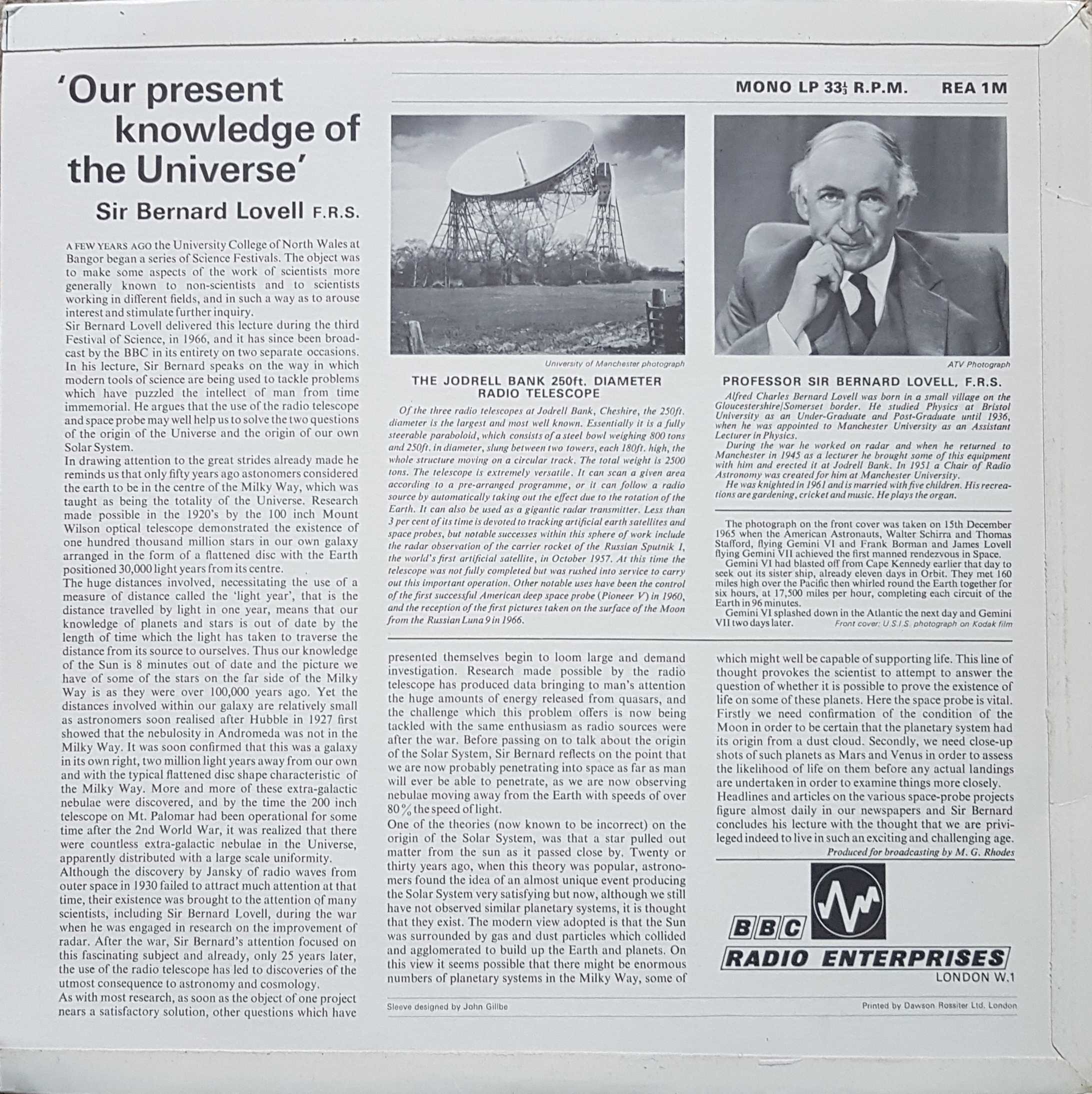 Picture of RE 2 Our present knowledge of the Universe by artist Sir Bernard Lovell from the BBC records and Tapes library